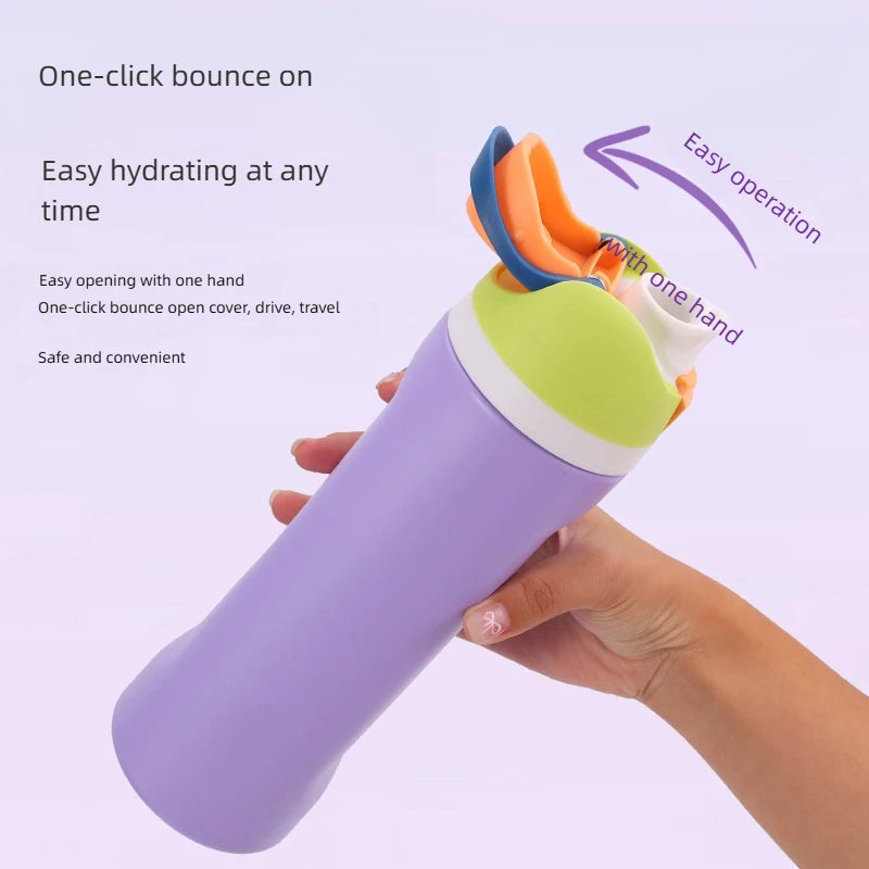 Insulated Stainless Steel Water Bottle with Straw Sports Water Bottle Great for Travel Colored Large Capacity Straw Fruit Cup