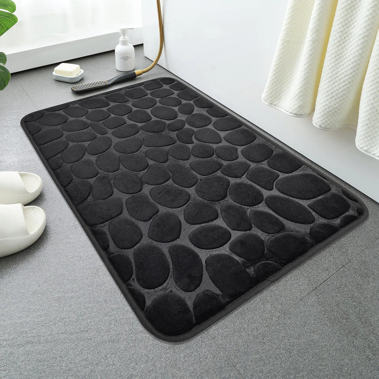 Cobblestone Embossed Bathroom Bath Mat Non-slip Carpets In Wash Basin Bathtub Side Floor Rug Shower Room Doormat Memory Foam Pad