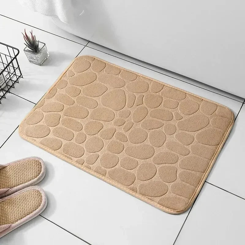 Mat Non Slip Carpets Cobblestone Embossed Bathroom Bath In Wash Basin Bathtub Side Floor Rug Shower Room Doormat Memory Foam