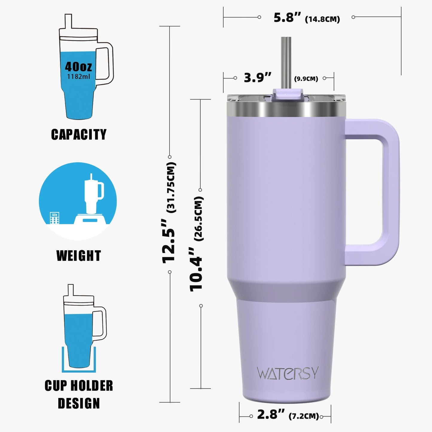 900/1200ml Insulated Tumbler With Handle And Straw Lid 40oz Large Capacity Stainless Steel Water Bottle Office Home Thermal Mug