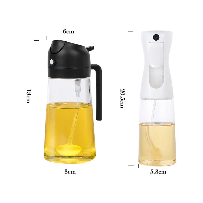 2in1 Olive Oil Spray Bottle 500ml Plastic Oil Sprayer Kitchen Oil Containers Cooking Olive Oil Dispenser For Camping BBQ Baking