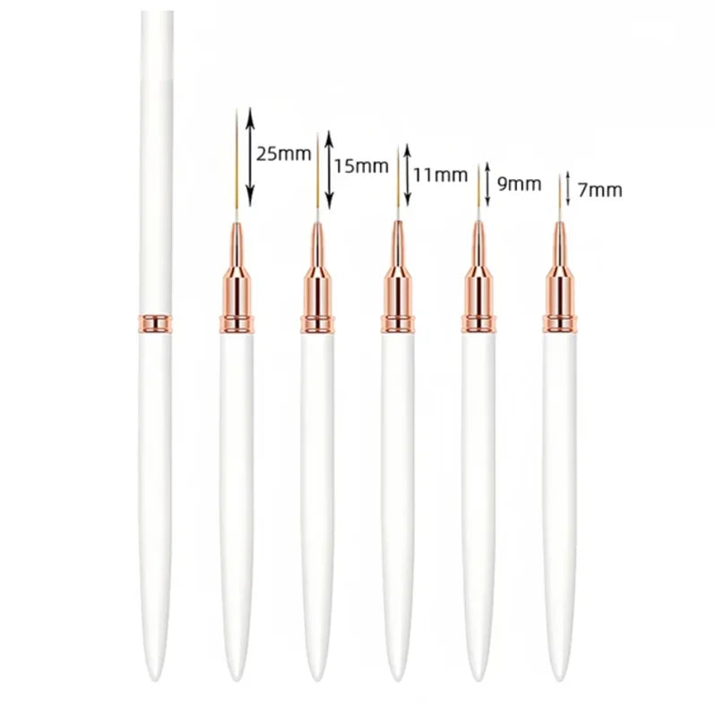 5pcs Nail Art Liner Brush Set UV Gel Nail Brushes Kits French Stripe Line Painting Drawing Flower Pen Professional Manicure Tool