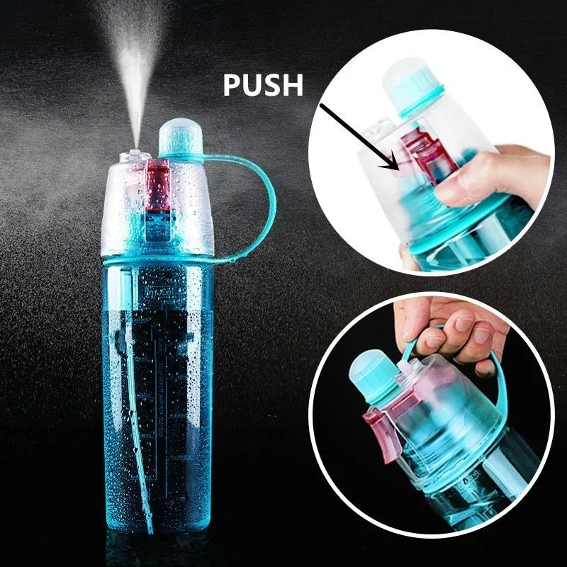 600ml New Creative Spray Water Bottle Portable Atomizing Bottles Outdoor Sports Gym Drinking Drinkware Bottles  Water Gourds