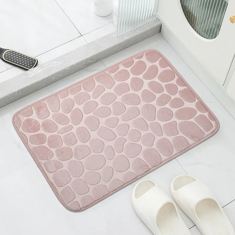 Cobblestone Embossed Bathroom Bath Mat Non-slip Carpets In Wash Basin Bathtub Side Floor Rug Shower Room Doormat Memory Foam Pad