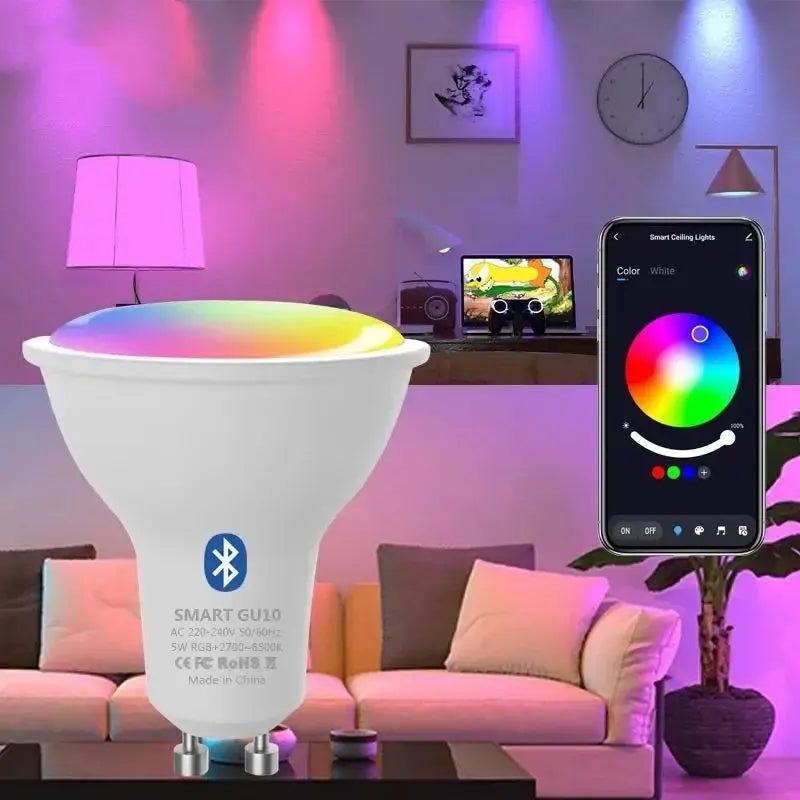 Tuya GU10 Lamp APP Control Smart Bulb WIFI Bluetooth RGB 220V LED Light Bulbs 5W Dimmable Smart Life For Room Home Group