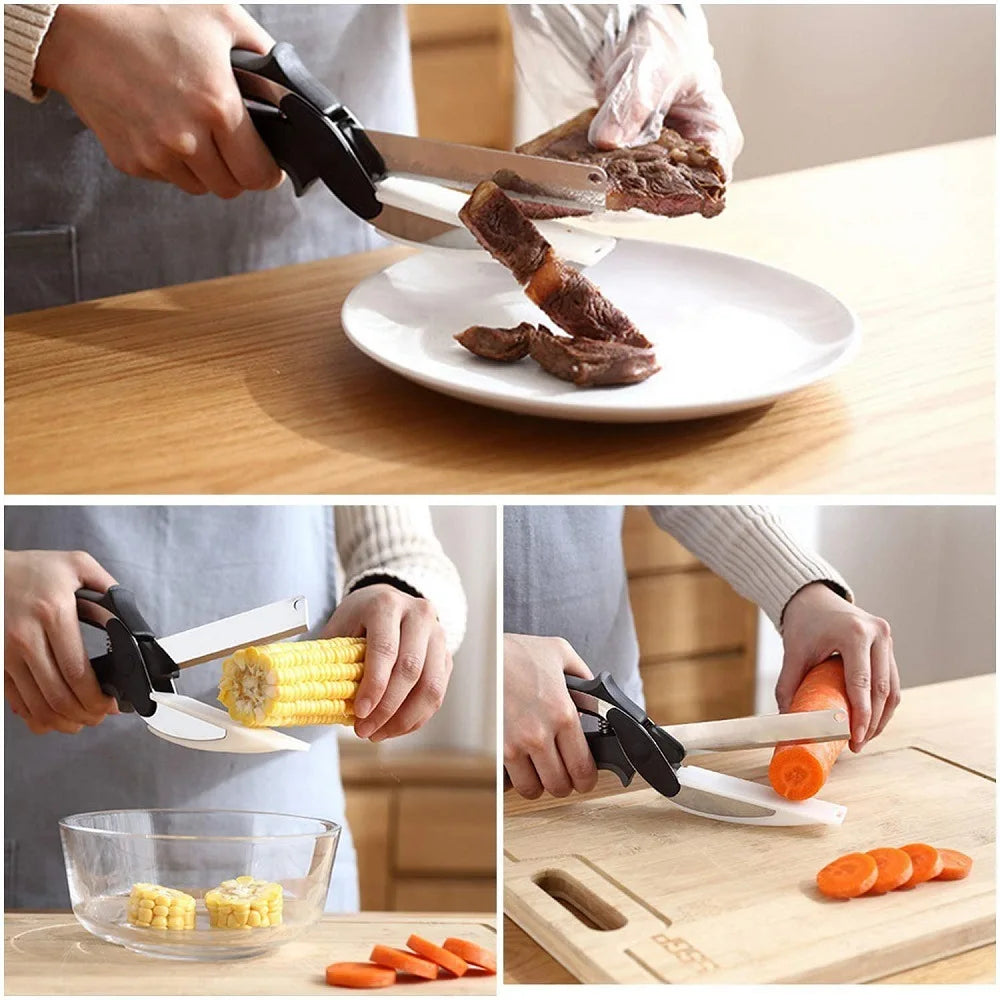 Dobeli Separable Stainless Steel Barbecue Steak Cutting Shear Household Vegetable Scissors 2 In 1 Multi Kitchen Tool Fruit Knife