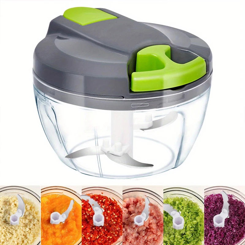 500/900ML Manual Food Processor Vegetable Chopper Hand Crank Garlic Mincer Portable Onion Cutter Fruits Herb Kitchen Accessories