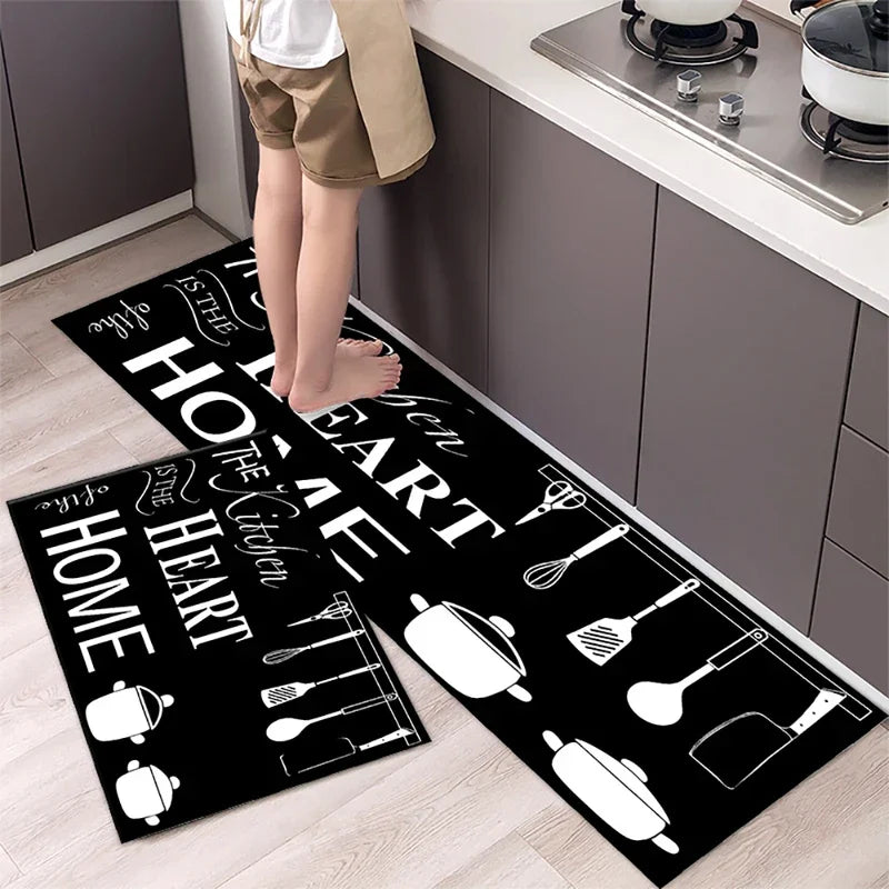 VIKAMA Flatware Theme Kitchen Lightweight Absorbent Carpet Living Room Bedroom Bathroom Washable Footer Rug Foot Mat Home Decor