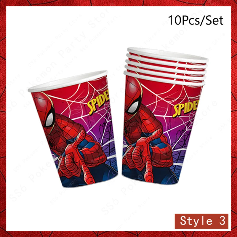 Spiderman Birthday Party Decorations Disposable Tableware Plate Cup Napkins Bags Spidey Party Birthday Decoration Supplies Set