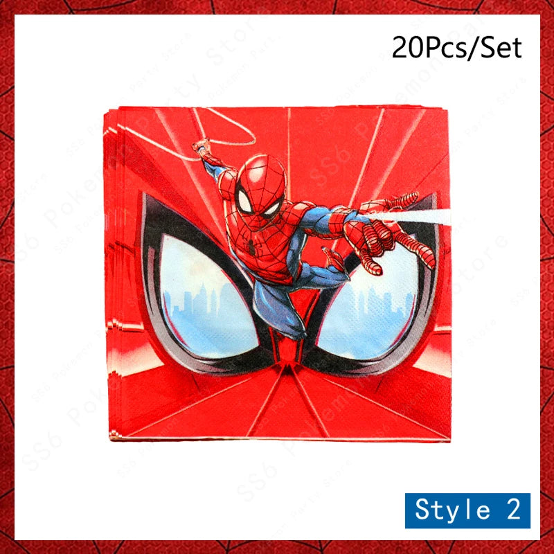 Spiderman Birthday Party Decorations Disposable Tableware Plate Cup Napkins Bags Spidey Party Birthday Decoration Supplies Set