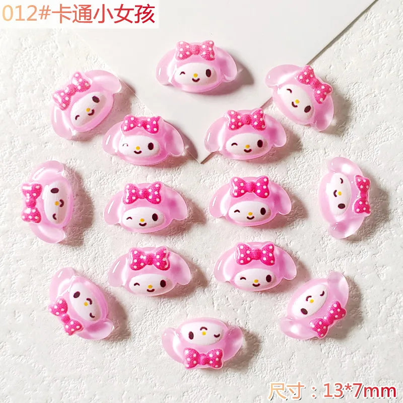 70PCS/50PCS Sanrio Hello Kitty Kawaii Cartoon Kuromi Nail Art Charms Kit 3D Nail Rhinestone Gems for Manicure Nails Art Deco Y2K