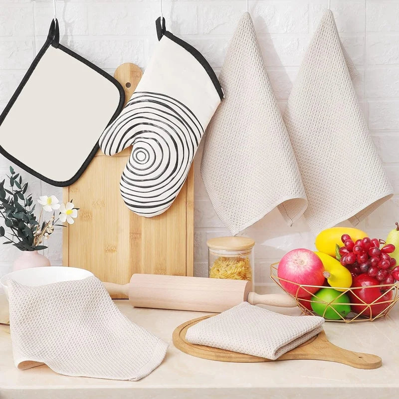 100% Cotton Waffle-Weave Kitchen Dish Cloths, Ultra Soft Absorbent Quick Drying Dish Towels