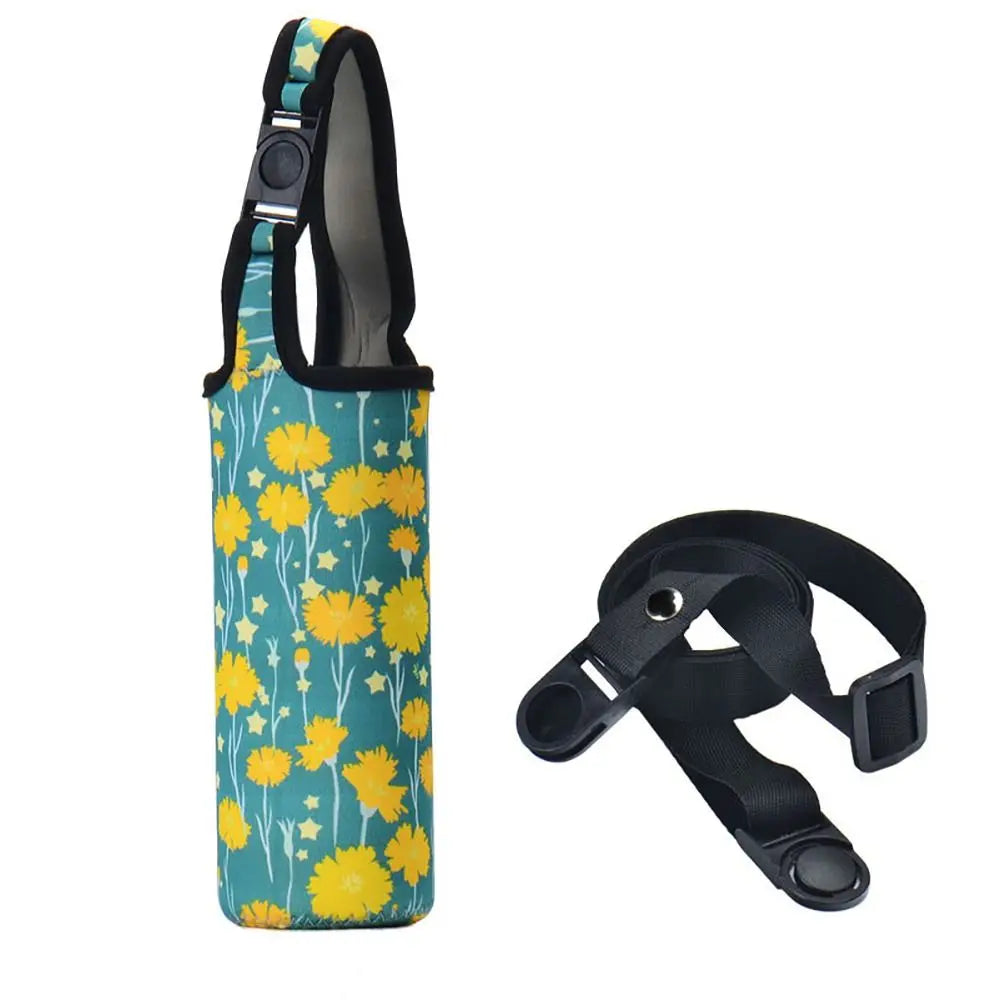 Portable Sport Water Bottle Cover Insulator Sleeve Bag Case Pouch Bottles Cup Pouch With Shoulder Strap Camping Drinkware