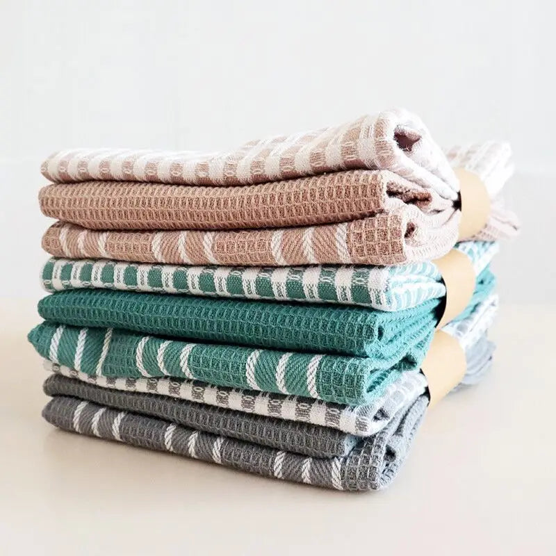 3Pack Cotton Waffle Weave Kitchen Dish Cloths Soft Absorbent Household Towels Thickened Wipe Cloths Dishcloth New