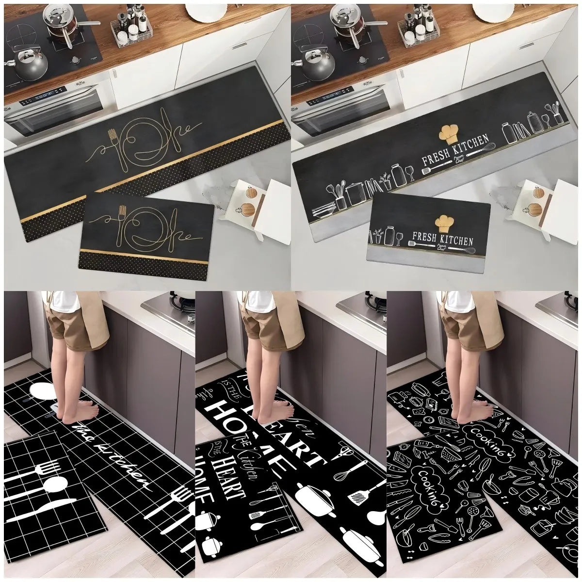 VIKAMA Flatware Theme Kitchen Lightweight Absorbent Carpet Living Room Bedroom Bathroom Washable Footer Rug Foot Mat Home Decor