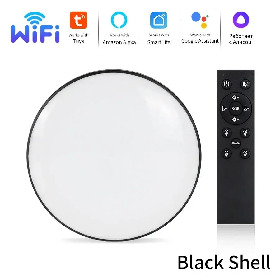 Tuya WiFi LED Ceiling Light AC 220V 24W RGB Color Light Whole House Lighting Smart Home Voice Control Easy Living APP Connection