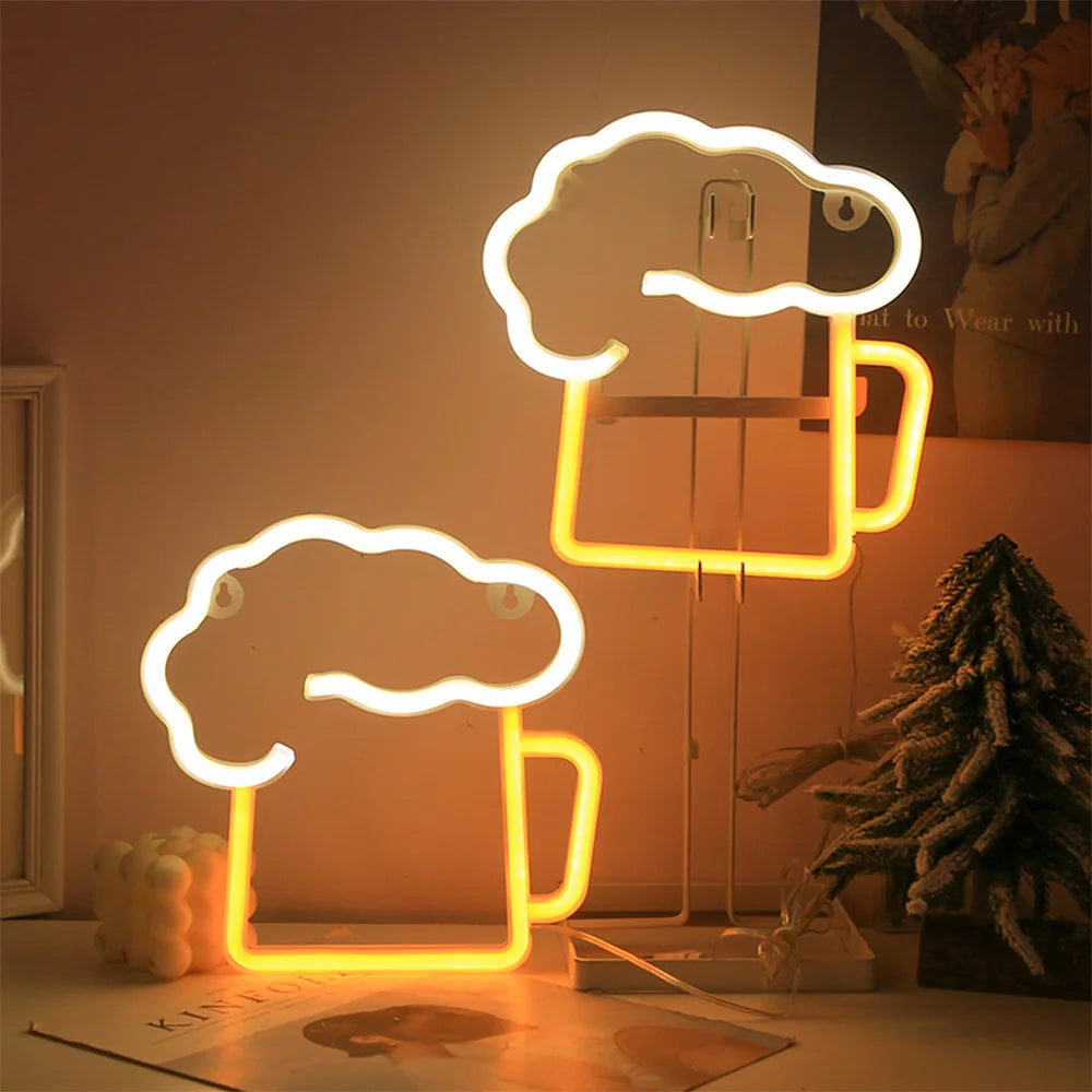 USB/Battery LED Neon Sign Lights Party Wall Art Decor Room Bar Beer Neon Lamps Wall Hanging Neon Signs Musical Note Night Lights