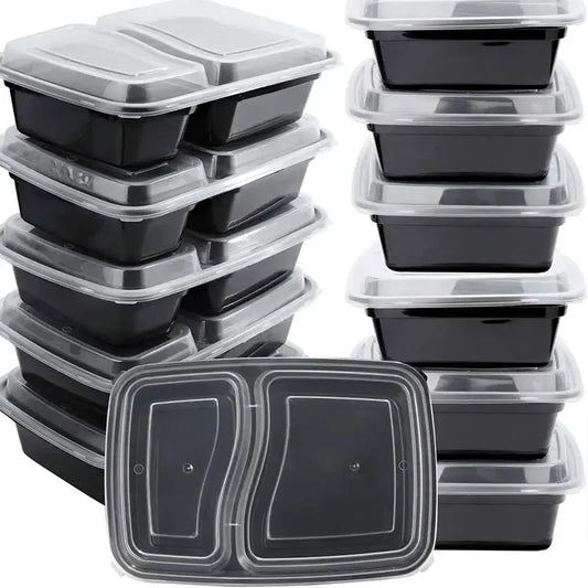 10 Sets Disposable Food Boxes with Lids Microwave Food Storage Boxes Kitchen Refrigerator Storage Containers Durable Stackable