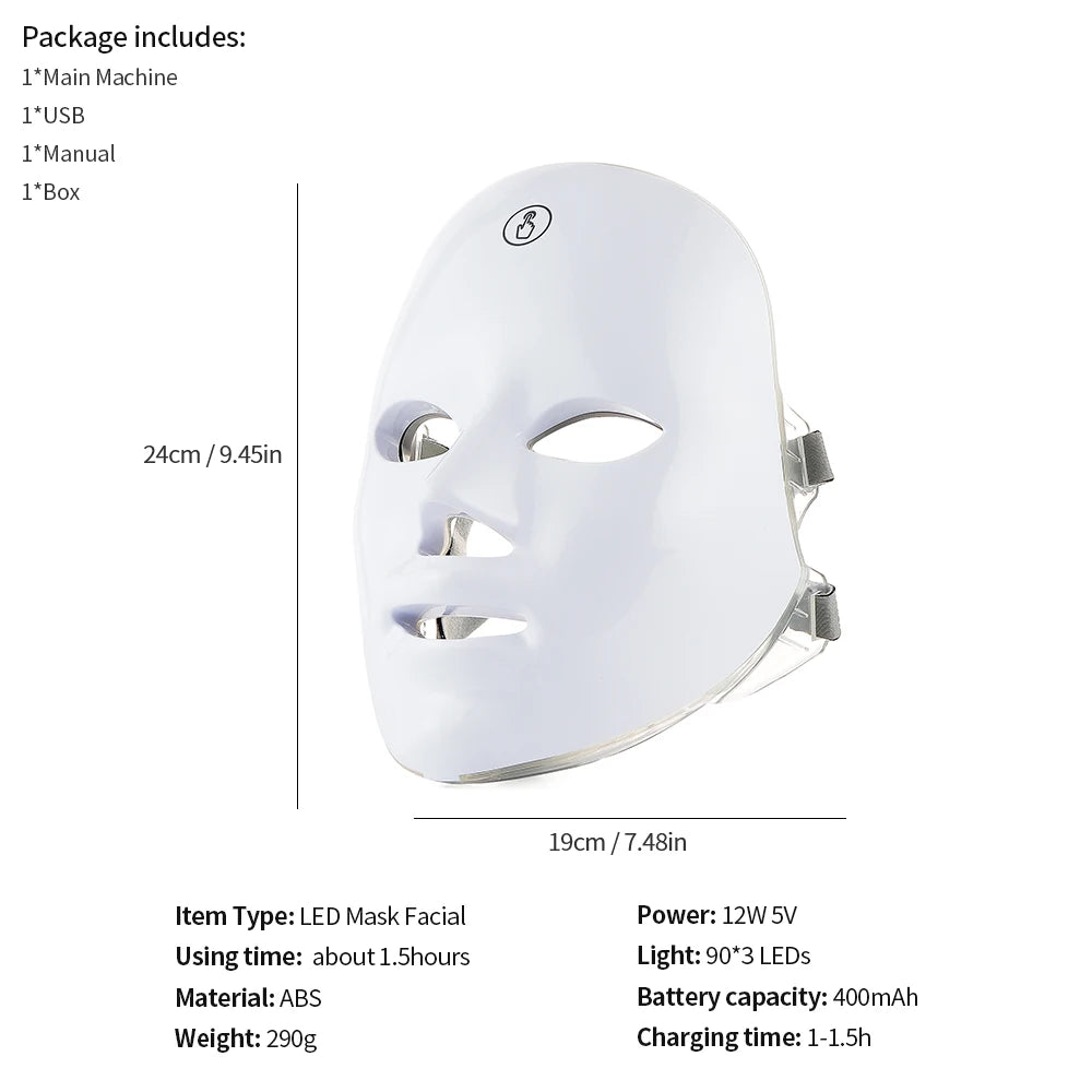 LED Facial Mask Red Light Therapy Photon Anti-Acne Wrinkle Removal Skin Rejuvenation Whitening Spa Mask Face Beauty Devices