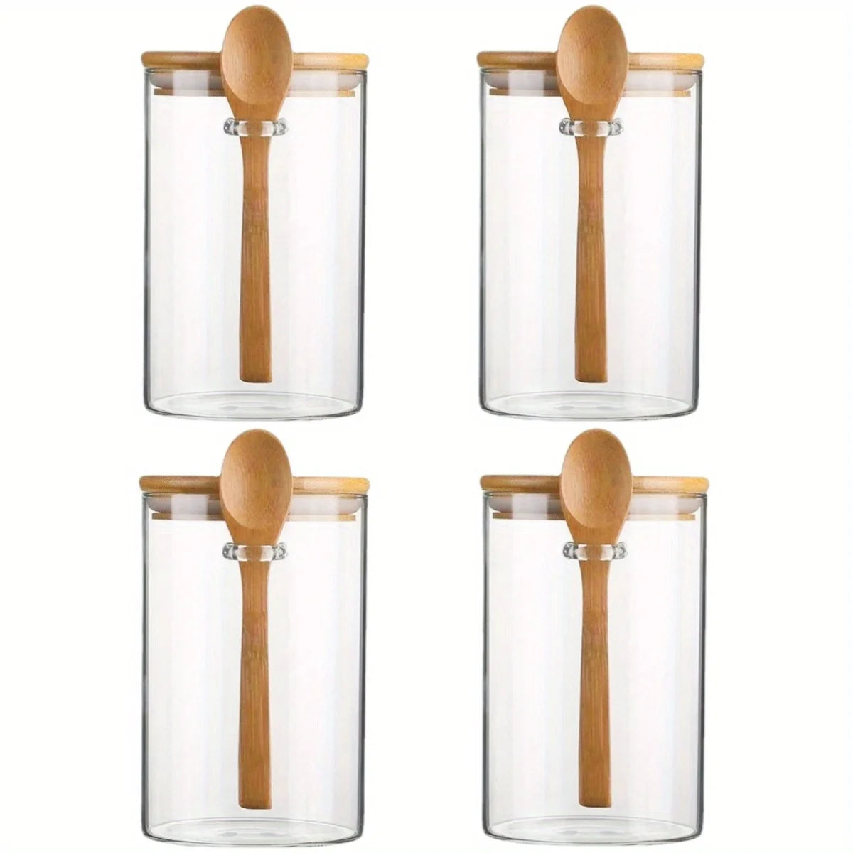 18oz Airtight Glass Jars With Lids And Spoons, Candy Jars With Lids, Clear Spice Jars, Small Food Storage Containers