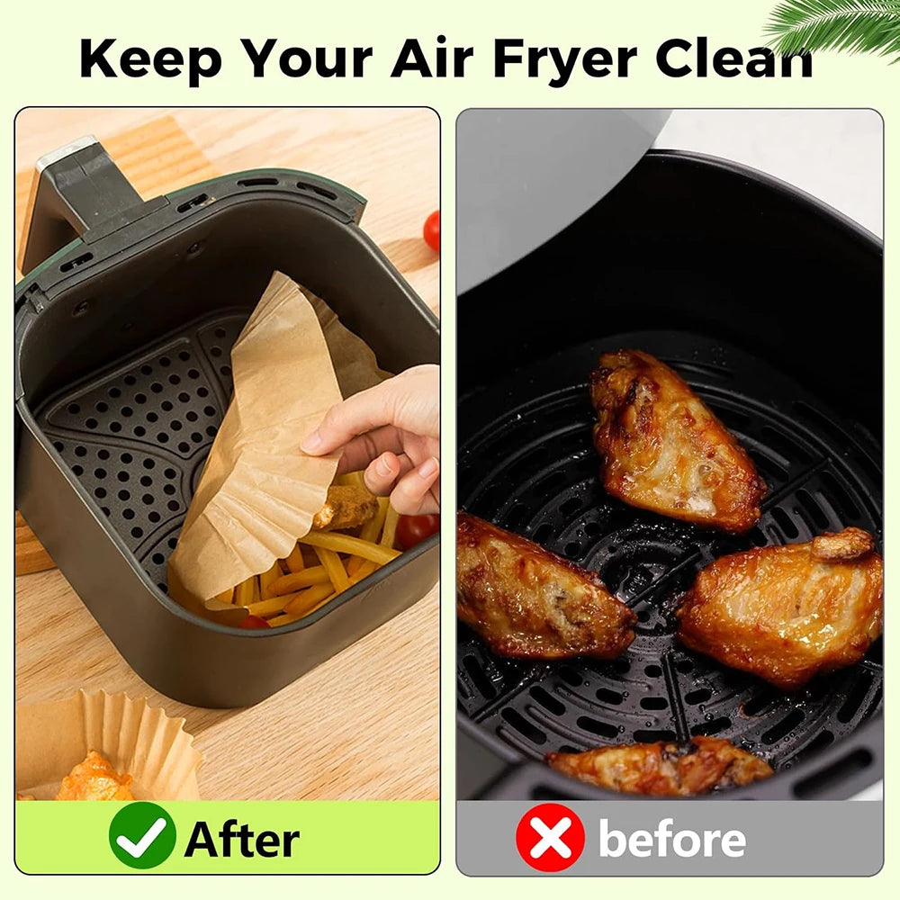 Air Fryer Disposable Paper Liner Square 20cm Non-stick Airfryer Parchment Baking Paper for Cooking Steaming Basket Baking Tools