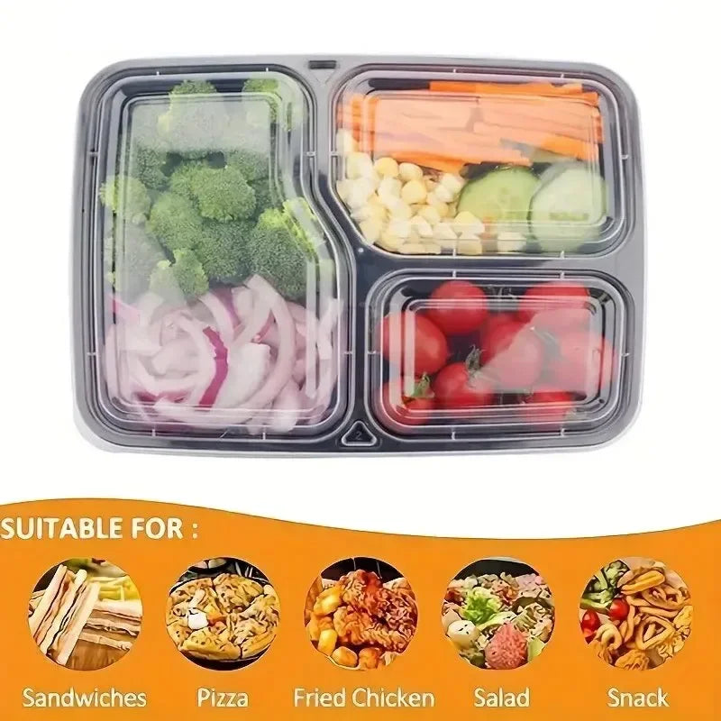 10 Sets Disposable Food Boxes with Lids Microwave Food Storage Boxes Kitchen Refrigerator Storage Containers Durable Stackable