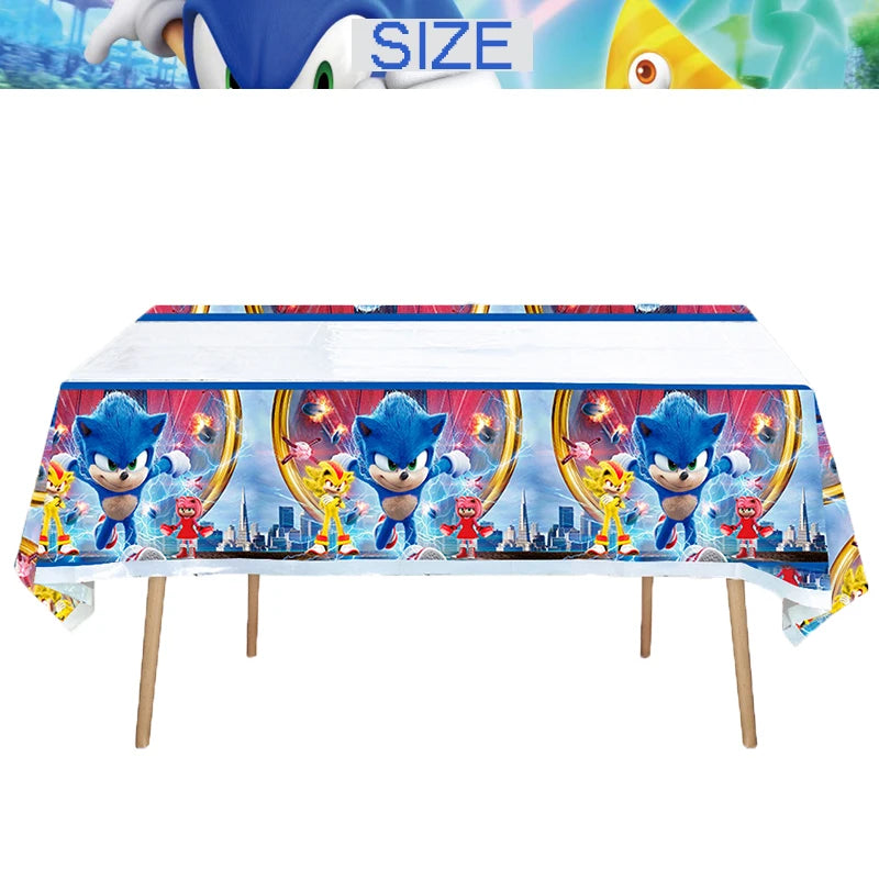 Kit Sonic Party Supplies Boys Birthday Party Paper Tableware Set Paper Plate Cup Napkins Baby Shower Decorations Sonic Gift Bags