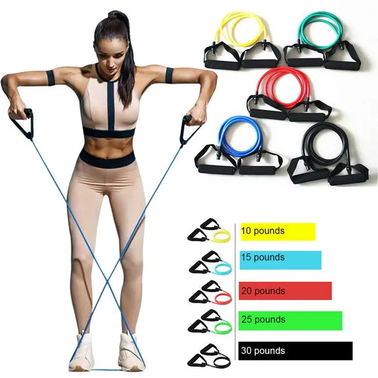 5 Levels  Elastic Band With Handles Yoga Pull Rope Elastic Gym Fitness Exercise Tube Band For Home Workouts Strength Training