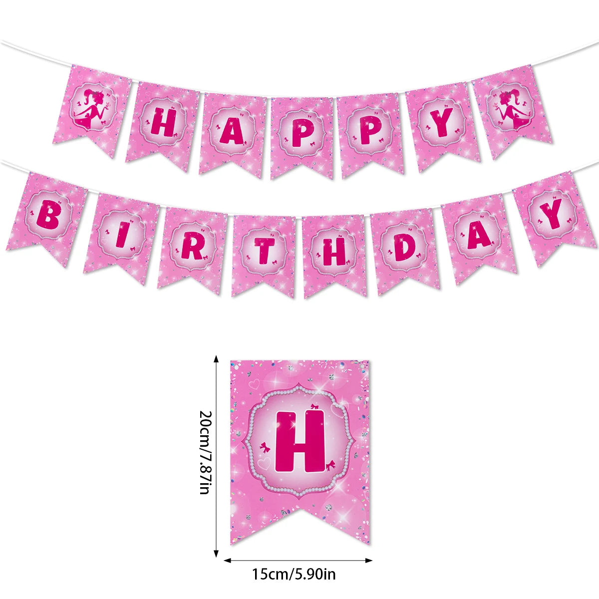 Happy Birthday Party Pink Theme Disposable Tableware Set Paper Plate Cup Napkin Kids Girl Birthday Party Baby Shower Supplies