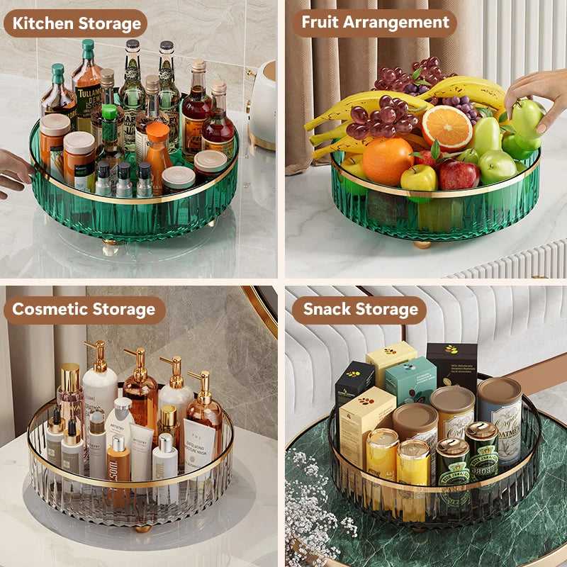 1/2 Layers Rotating Perfume Organizer For Dresser Light Luxury Skincare Cosmetic Organizer PET Bathroom Storage Tray