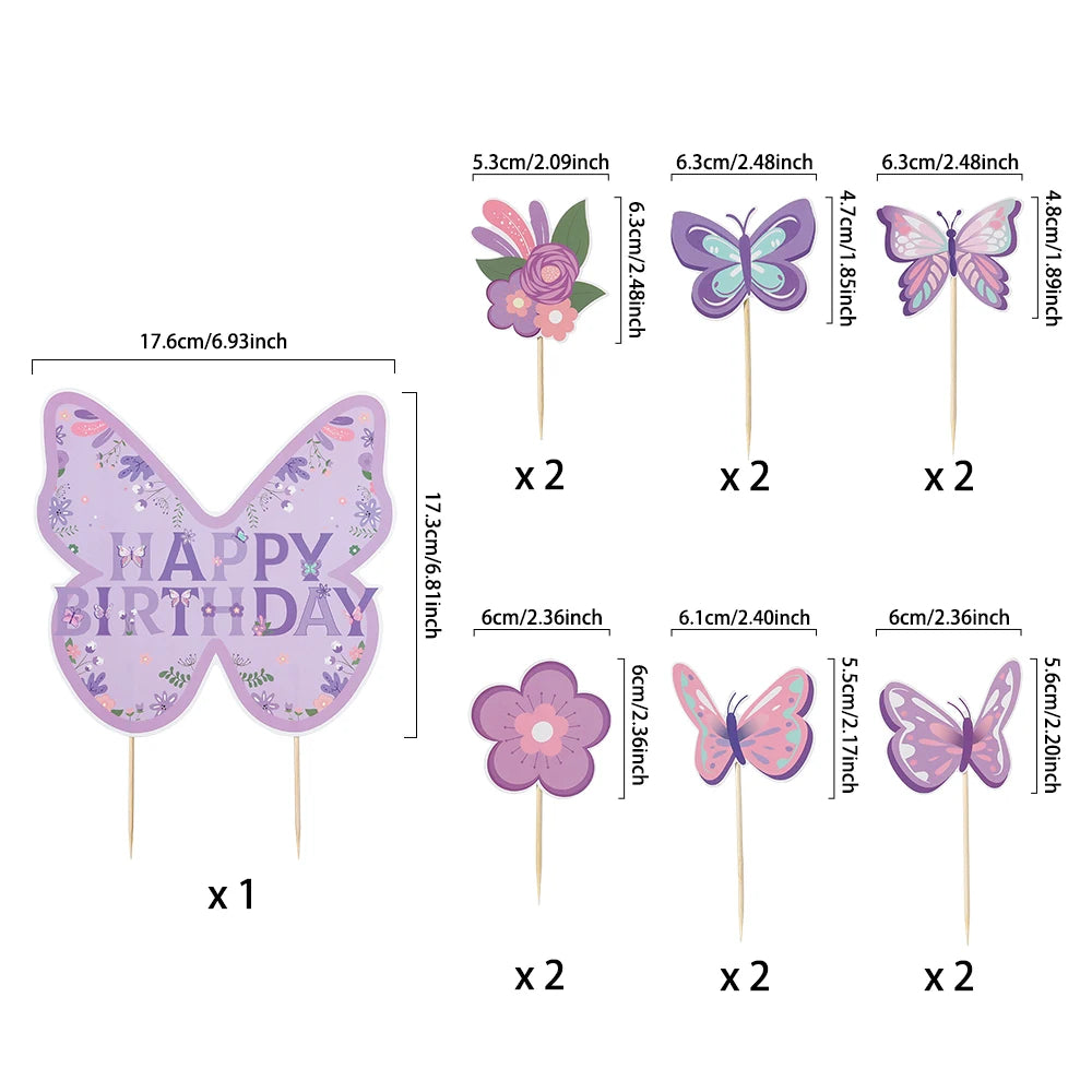 Pink Purple Butterfly Disposable Tableware Paper Plate Cup Napkin Banner Butterfly Birthday Party Decor Baby Shower Wedding Supp