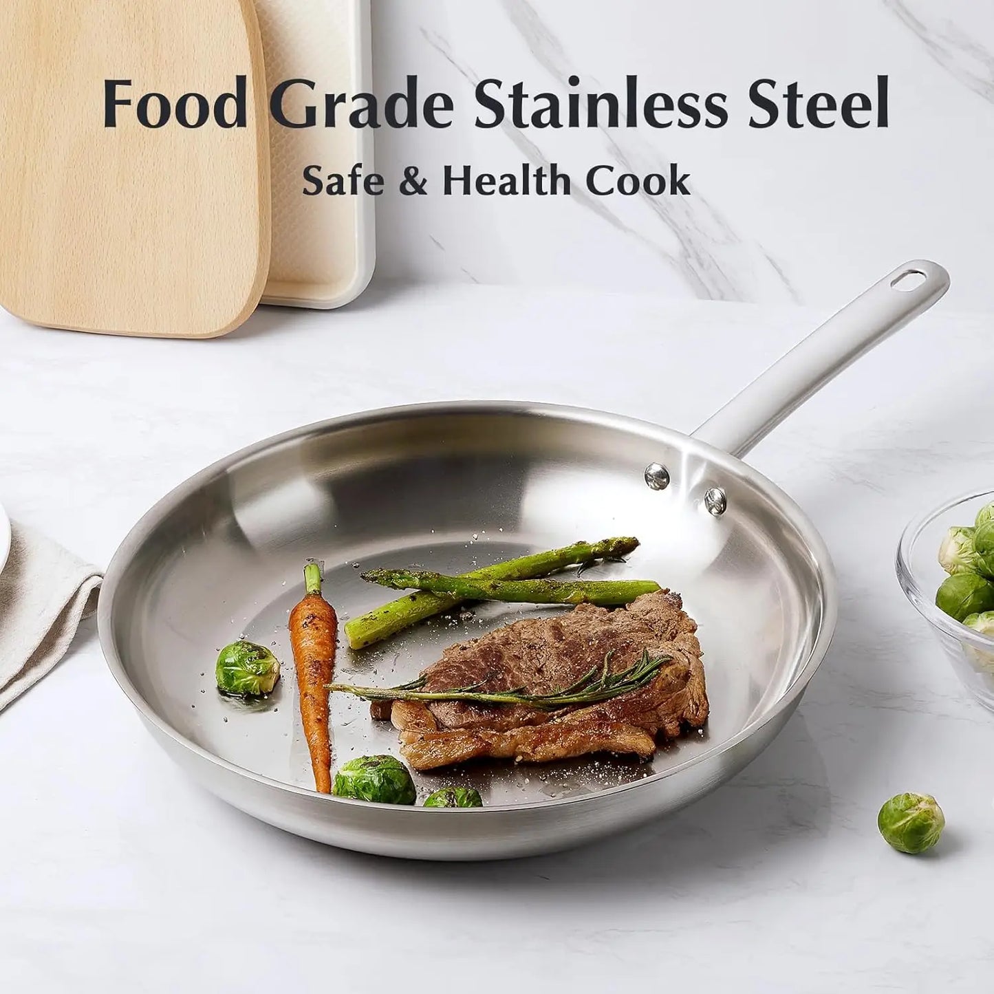 Stainless Steel Cookware Set 10pcs, All Stoves Compatible, Stainless Steel Saucepan Stockpot and Frying Pan, Oven Safe