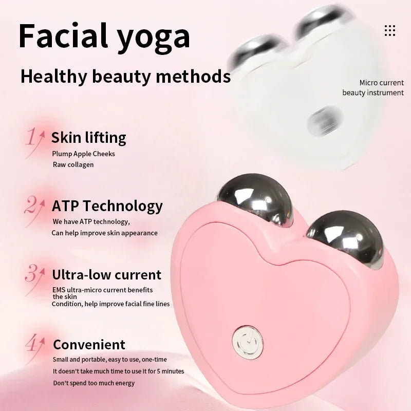 NEW Micro Current Beauty Device Mini Portable Face Lifting Roller Slimming Massager EMS Delicate Contour Firming Facial Care