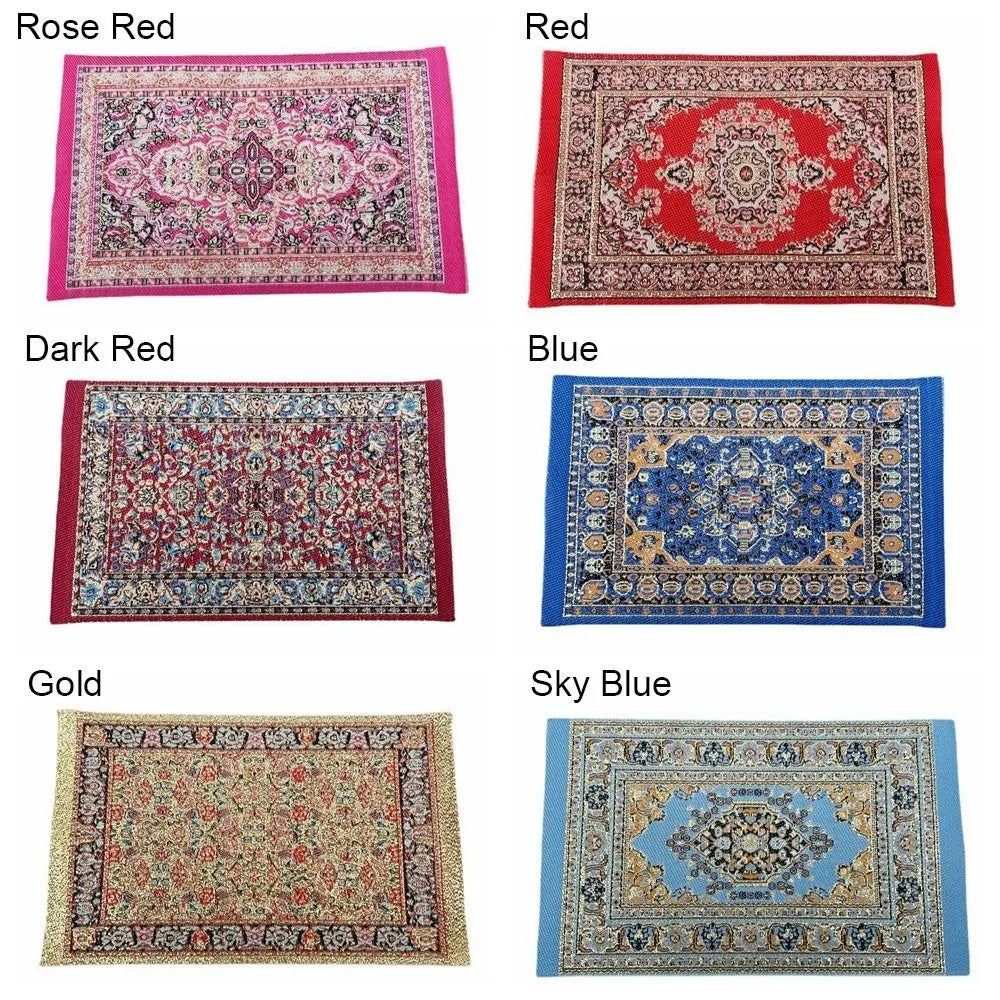 1:12 Scale Turkish Style Playing House Mini House Decor Floor Coverings Doll Accessories Dollhouse Carpet Miniature Weaving Rug