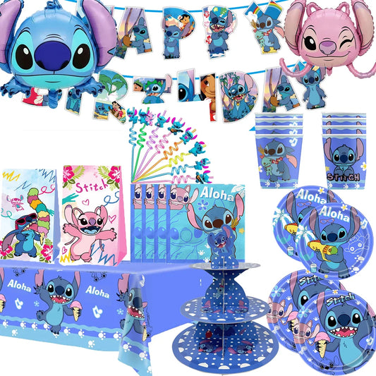 Lilo And Stitch Birthday Party Decoration Balloon Cup Gift Bag Plate Napkin Tablecloth Cakestand Party Supplies