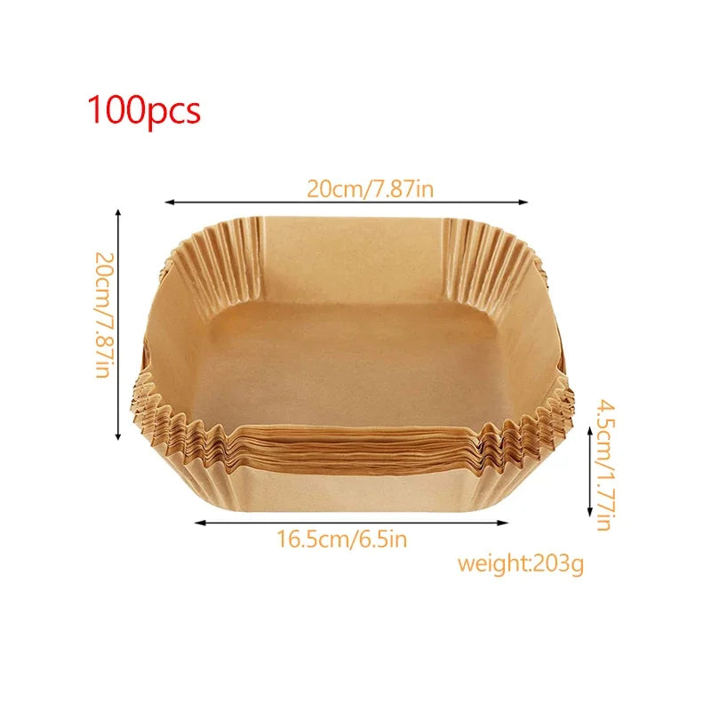 Air Fryer Special Paper 100/200Pcs Oil-Absorbing Food Pad for Air Fryer Oil-proof Disposable Baking Paper AirFryer Accessories