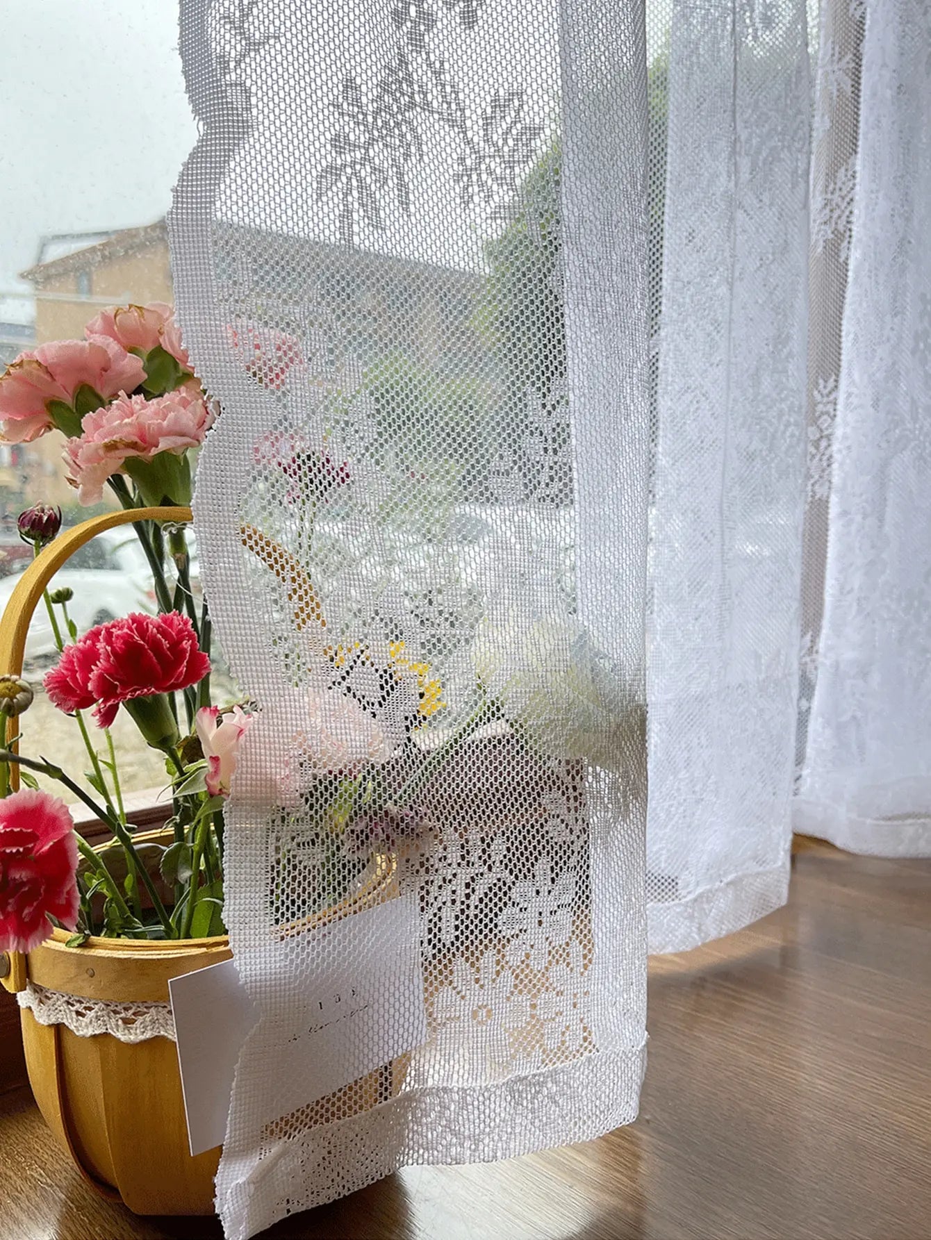 Floral Lace Sheer Rod Pocket Curtain Panel