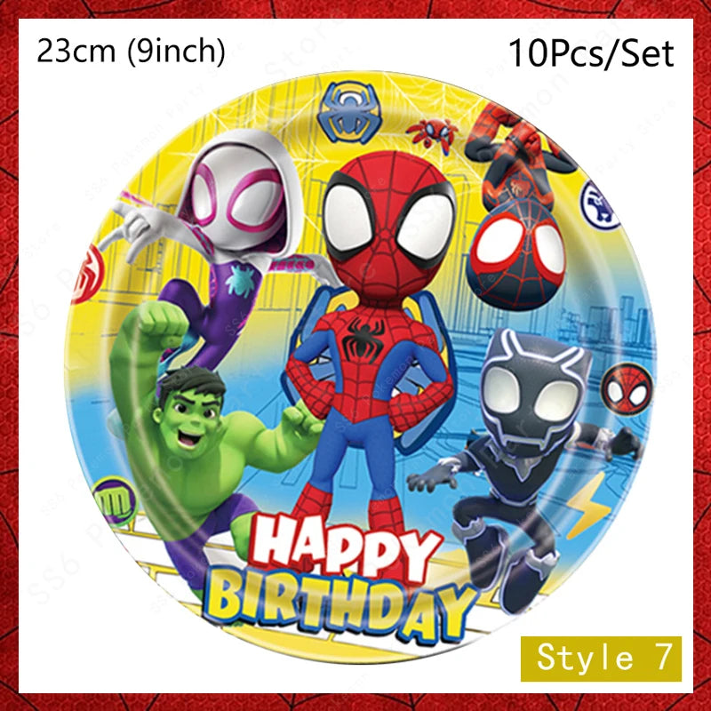 Spiderman Birthday Party Decorations Disposable Tableware Plate Cup Napkins Bags Spidey Party Birthday Decoration Supplies Set