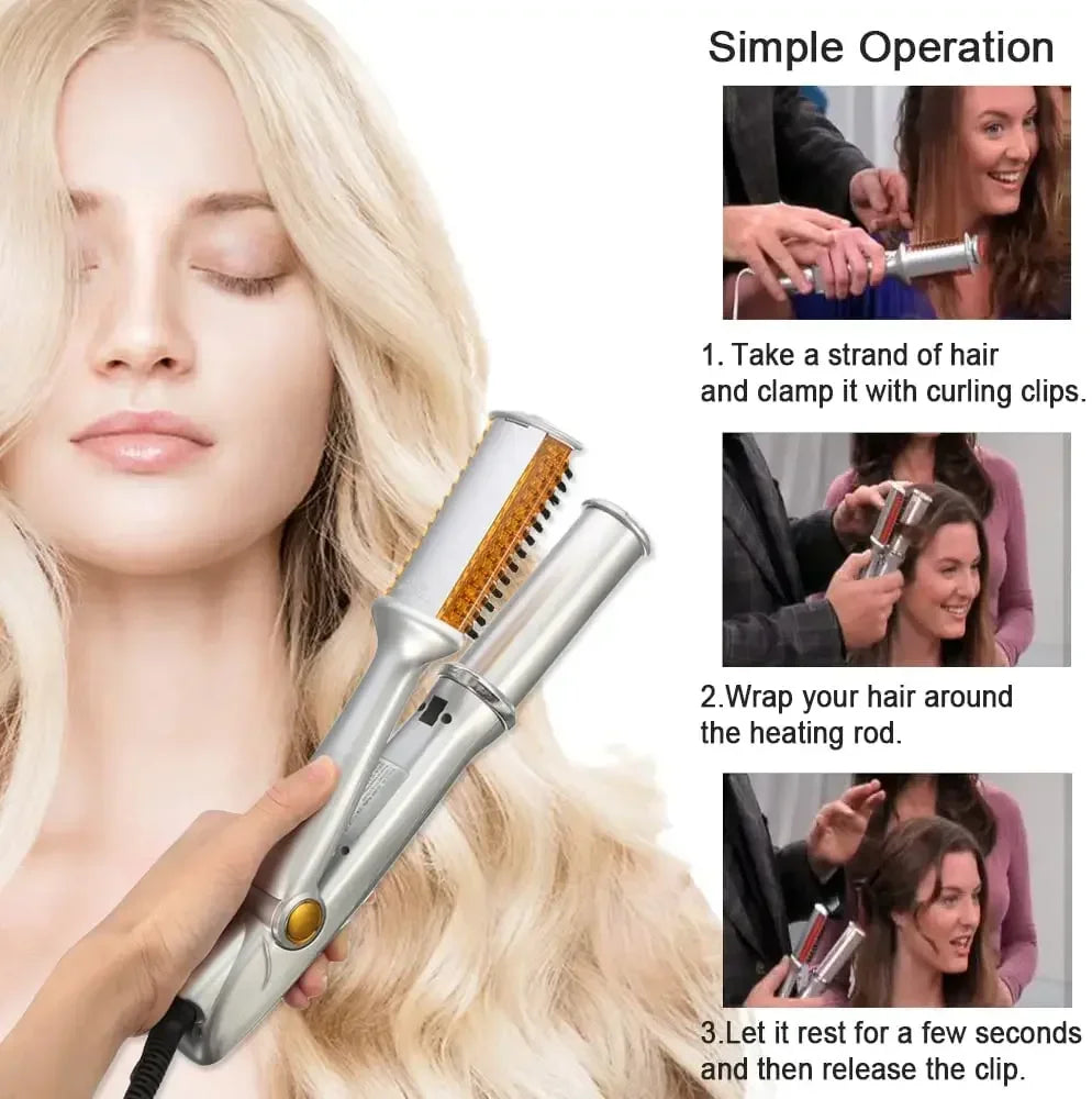 Professional Hairs Curler Straight Hair Comb Rotating Hair Brush Curler Styler 2 In 1 Hair Styling Tool Curling Iron With Brush