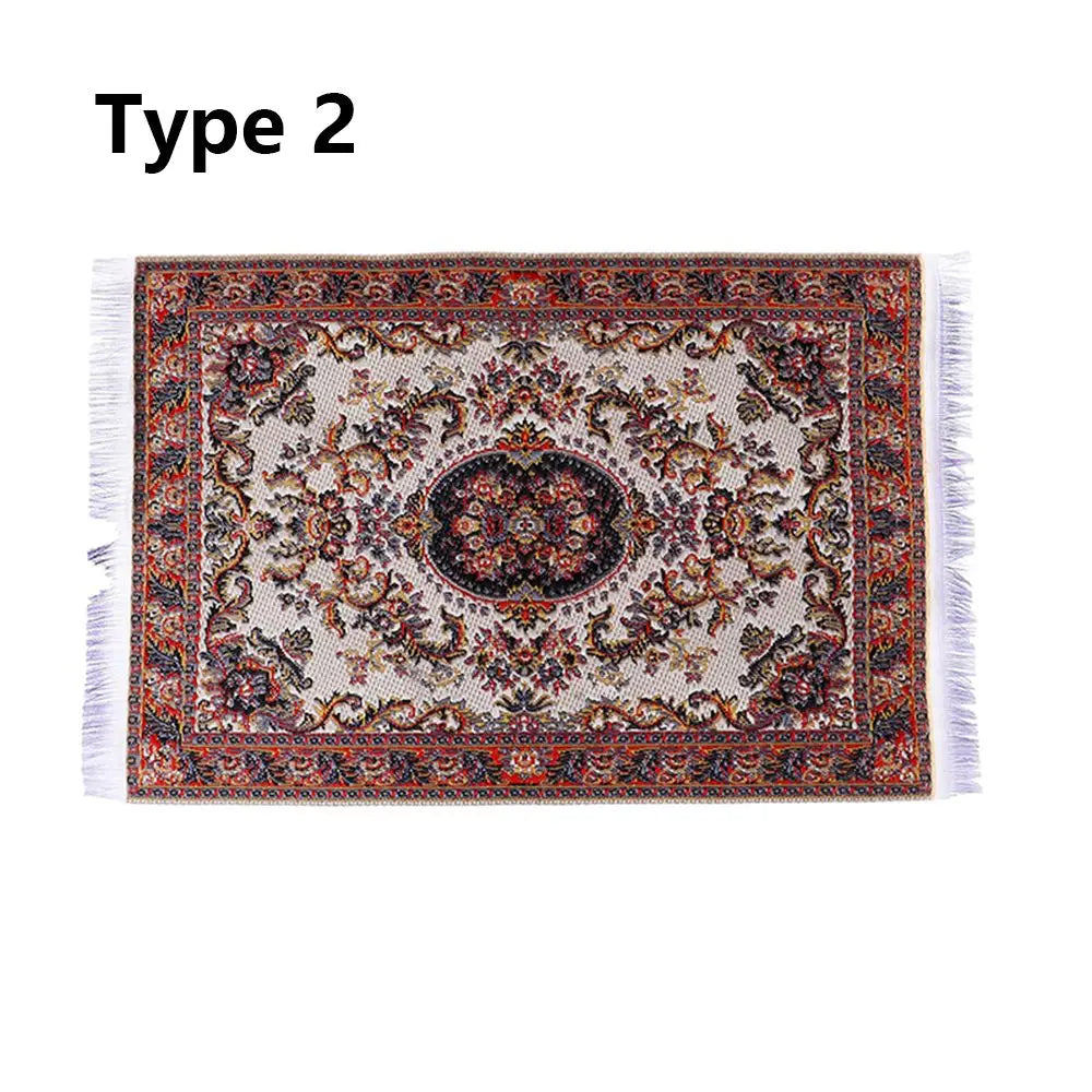 1:12 Scale Turkish Style Playing House Mini House Decor Floor Coverings Doll Accessories Dollhouse Carpet Miniature Weaving Rug