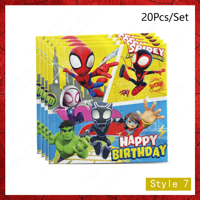 Spiderman Birthday Party Decorations Disposable Tableware Plate Cup Napkins Bags Spidey Party Birthday Decoration Supplies Set