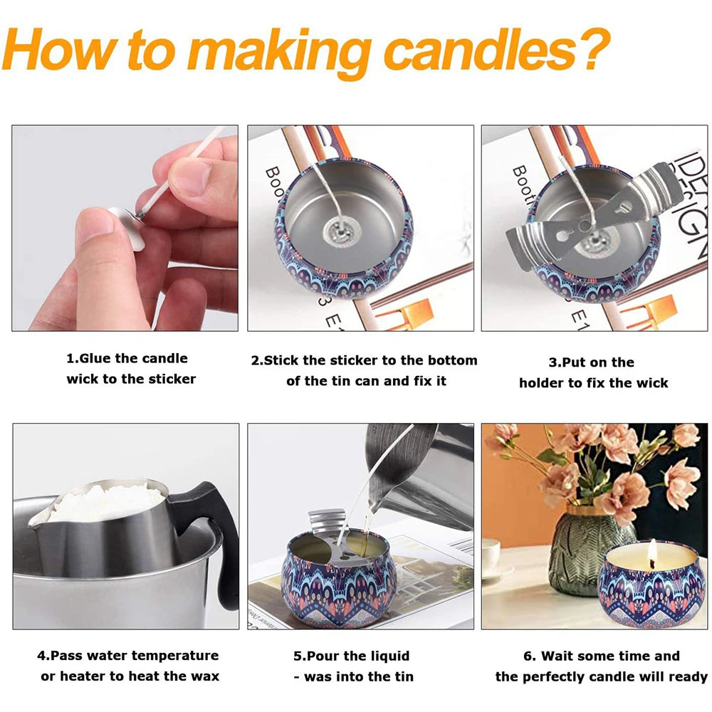 1 Set Candle Making Kit Pouring Pot Candle Making Supplies Tools Kit Diy Handmade Wax Candles with Wax Melting Hot Plate