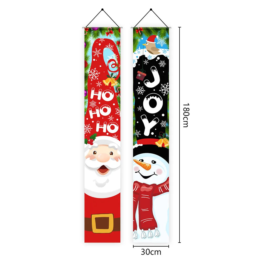 Santa Claus Merry Christmas Decoration Home Door Banner for Home 2024 Cristmas Ornament Navidad Gift 2025 New Year Photo Props