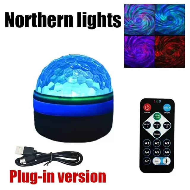 Northern Aurora/Water Ripple Projector Lamp LED Night Light with Remote Control Party Decor Light Projector Atmosphere Light