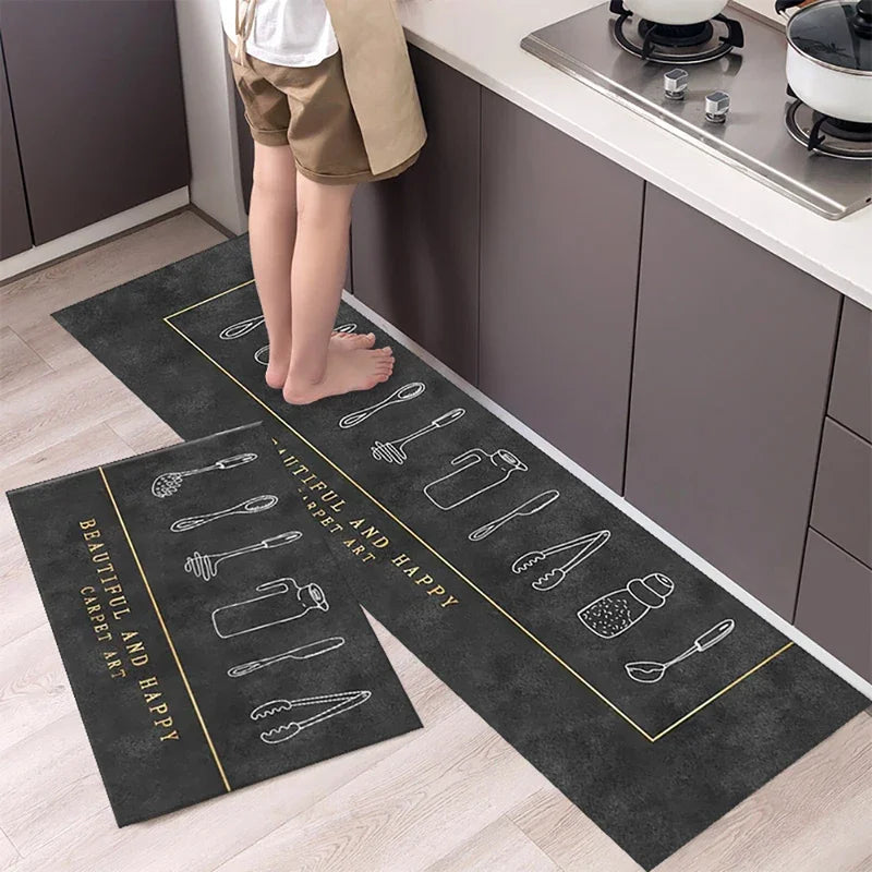 VIKAMA Flatware Theme Kitchen Lightweight Absorbent Carpet Living Room Bedroom Bathroom Washable Footer Rug Foot Mat Home Decor