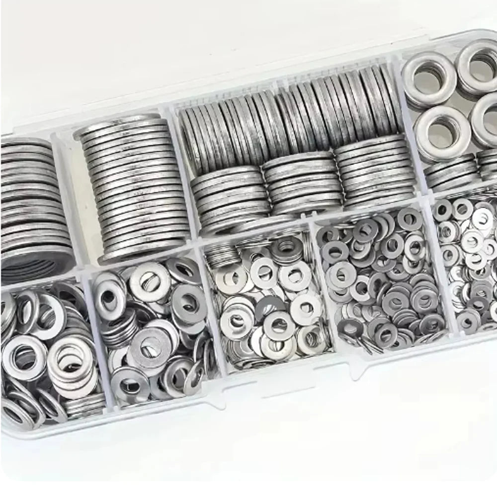 360pcs 304 Stainless Steel Flat Washers Set, Perfect For Home Decor, Factory Repair, Kitchens, Shops & More