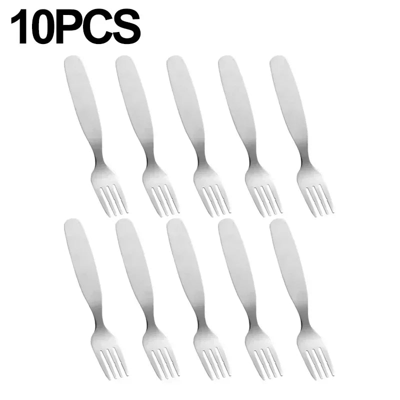 10/1pcs Mini Stainless Steel Spoon Fork Sets Ice Cream Cake Dessert Coffee Teaspoon for Children Cutlery Kitchen Tableware Gifts