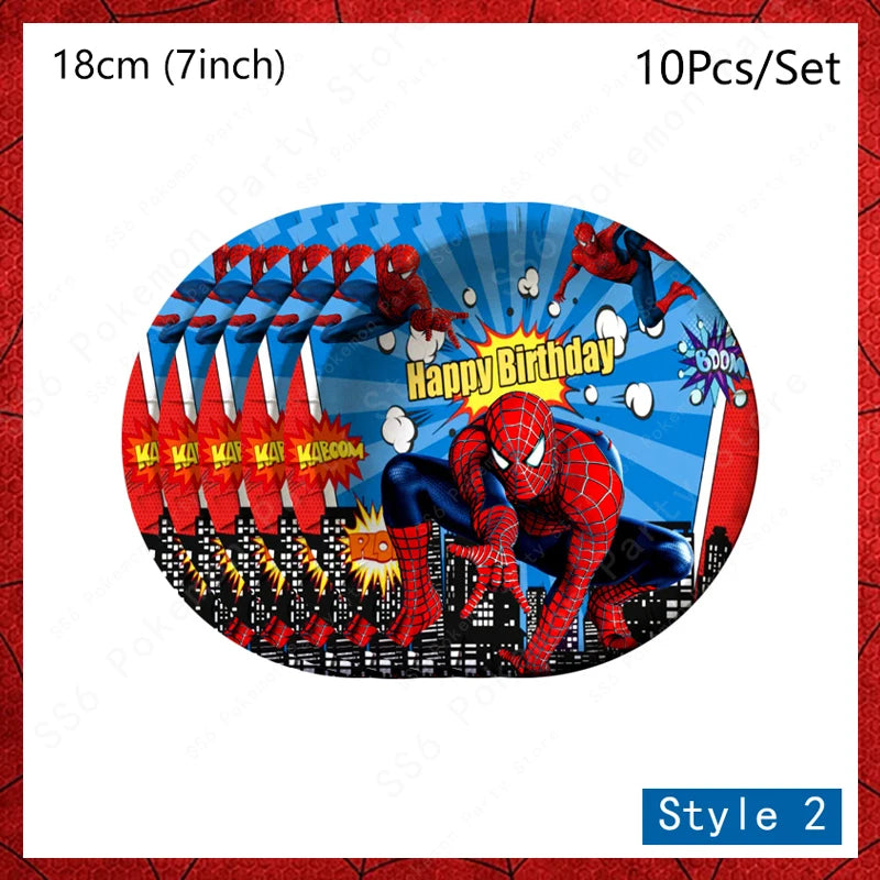 Spiderman Birthday Party Decorations Disposable Tableware Plate Cup Napkins Bags Spidey Party Birthday Decoration Supplies Set