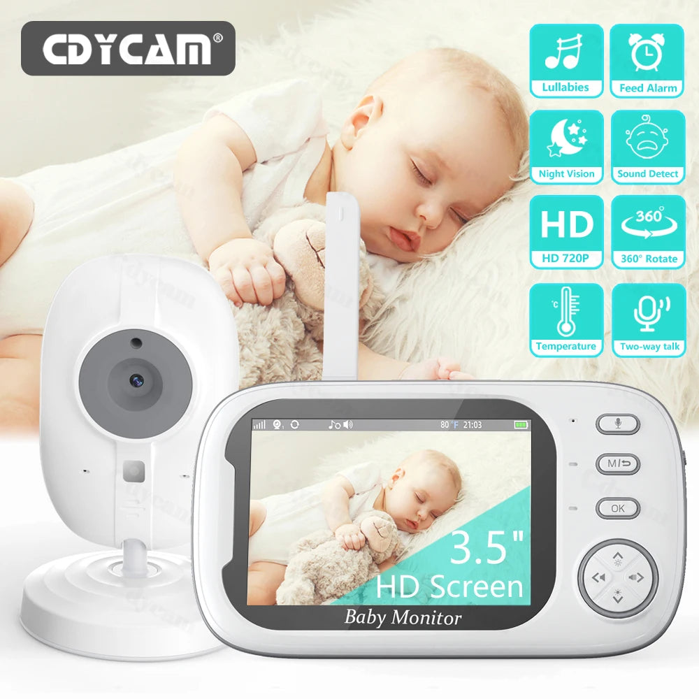 Cdycam New 3.5 inch Wireless Video Baby Monitor Night Vision Temperature Monitoring 2 Way Audio Talk Baby Nanny Security Camera