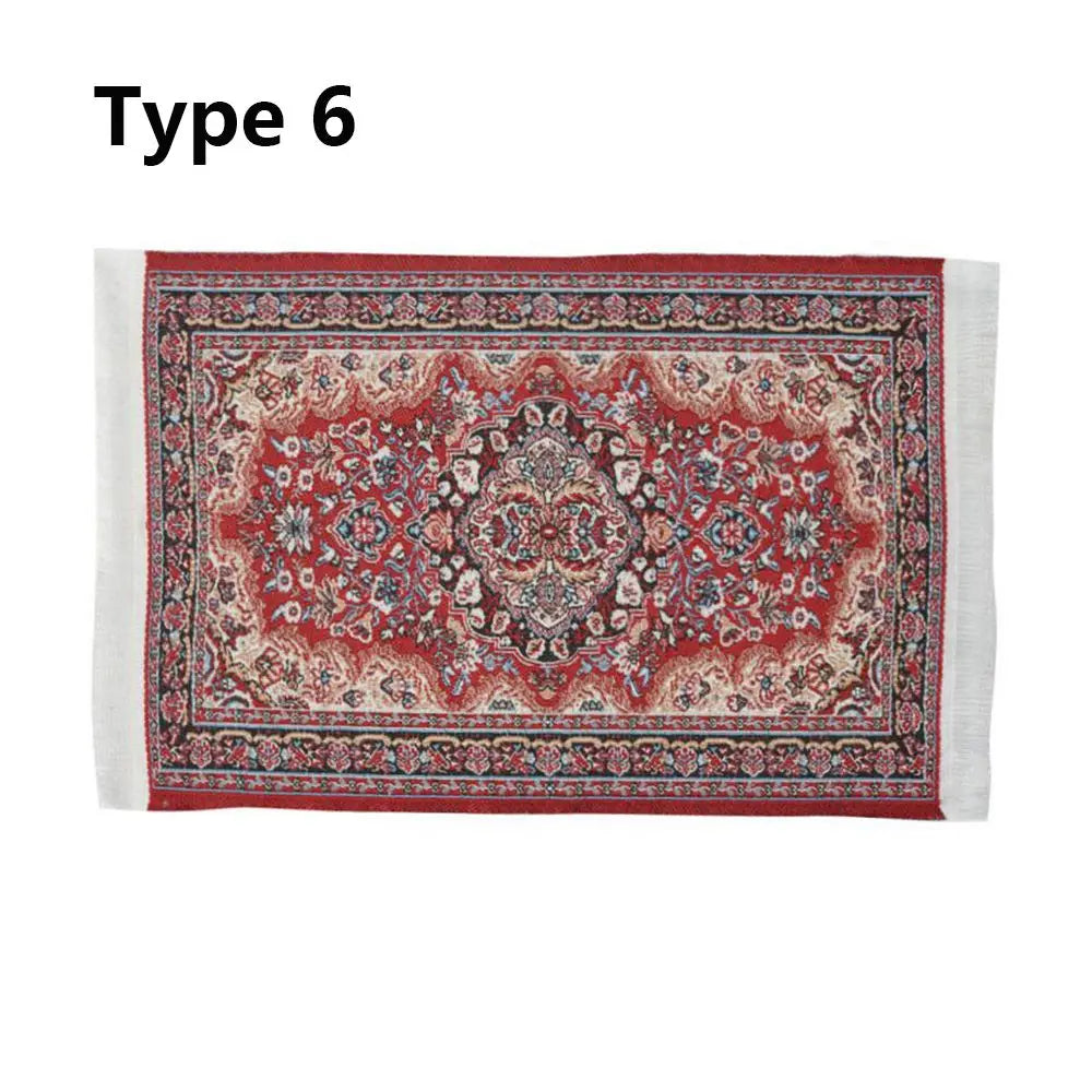 1:12 Scale Turkish Style Playing House Mini House Decor Floor Coverings Doll Accessories Dollhouse Carpet Miniature Weaving Rug